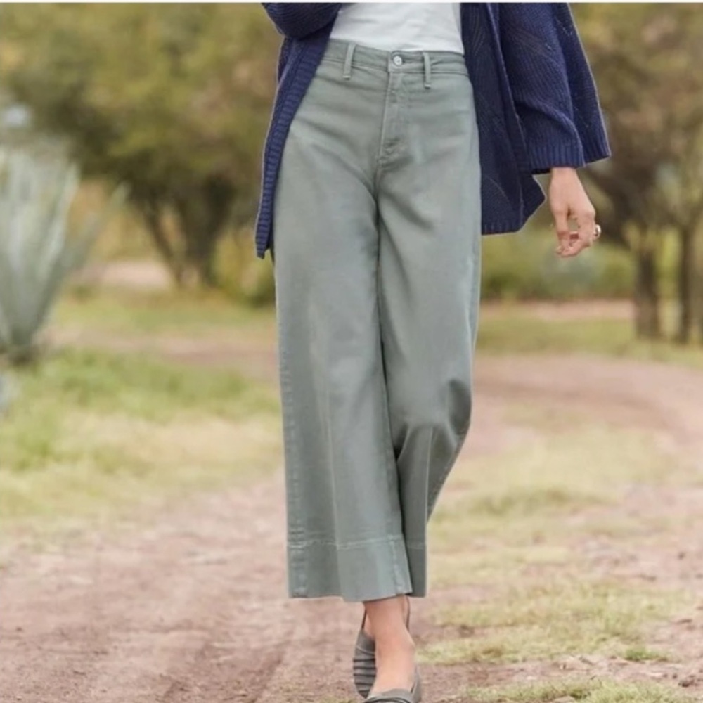 Driftwood Charlee Wide Leg Crop Denim Jeans Sage Size 27